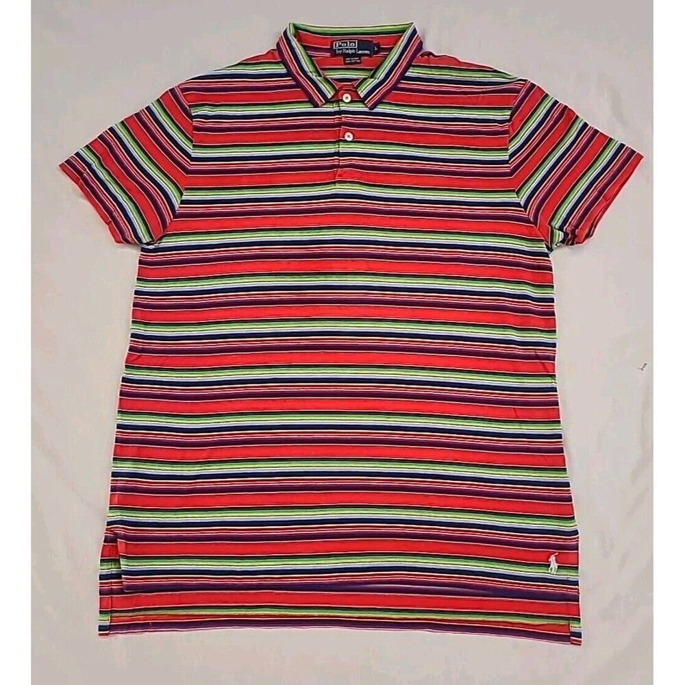 Polo Ralph Lauren Performance Polo Shirt Lrg Striped Stretch Golf